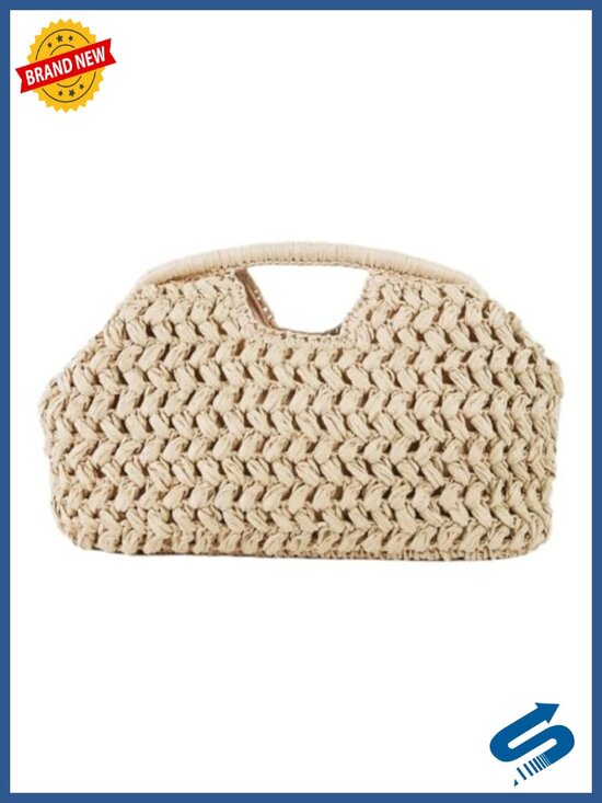 Handbags - Large Straw Satchel Purse Woven Top Handle Handbag for Beach Vacation
